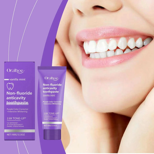 Oralhoe 100g Whitening Purple Toothpaste Brighten Yellow Teeth Color Corrector Repair Gum Fresh Bad Breath Bleaching Toothpaste - M & M Global