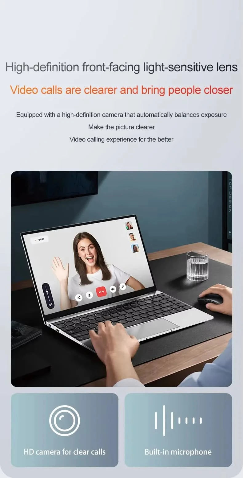2025 Laptop Computer Windows 11 Notebook 14.1 Inch Intel Celeron N4000 12GB 512GB 1920*1080 Resolution Office Study PC computer
