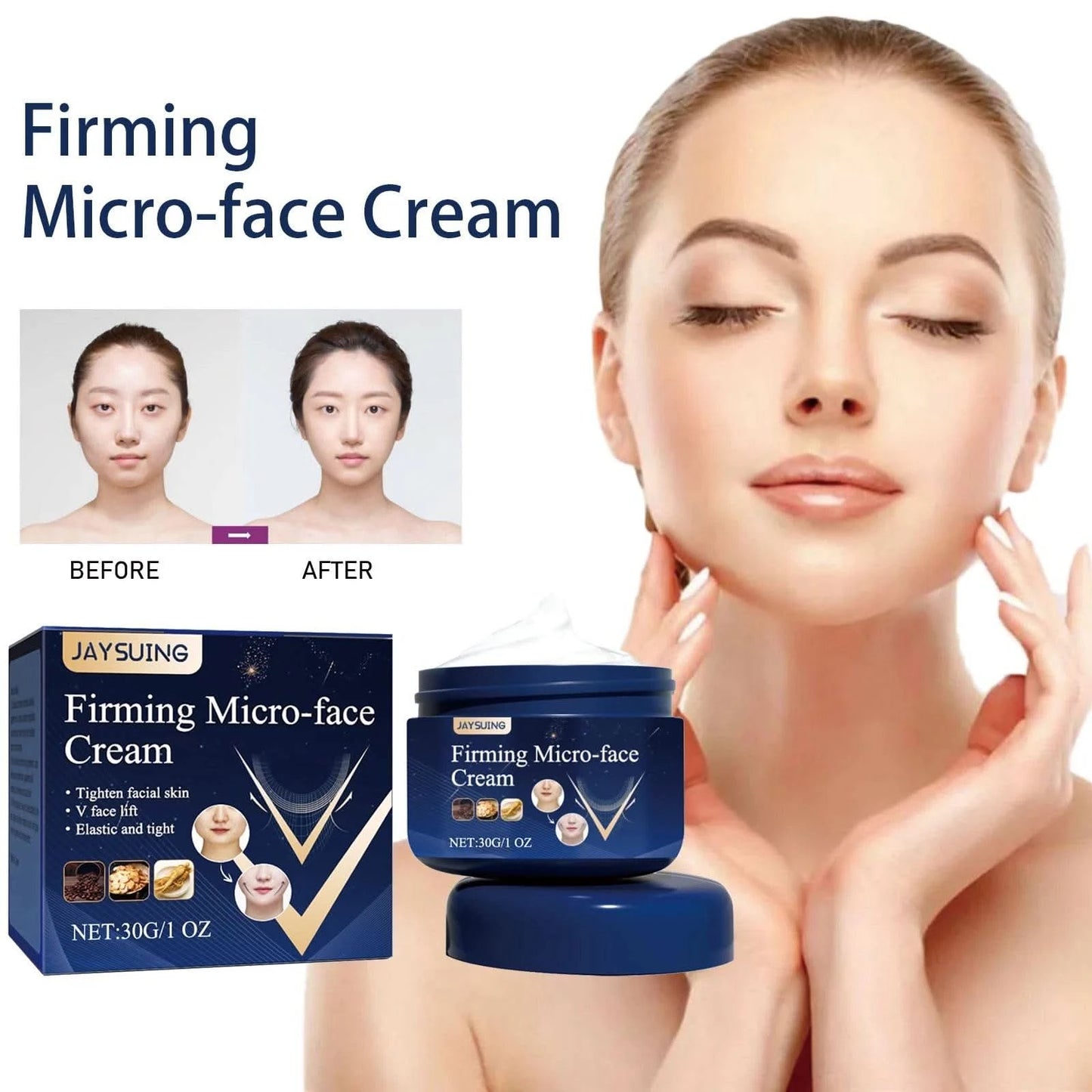 Anti-Wrinkle Micro-face Cream Moisturizer Nourishing Skin Improve Anti-aging Fade Fine Lines V Face Firming Massage Cream - M & M Global