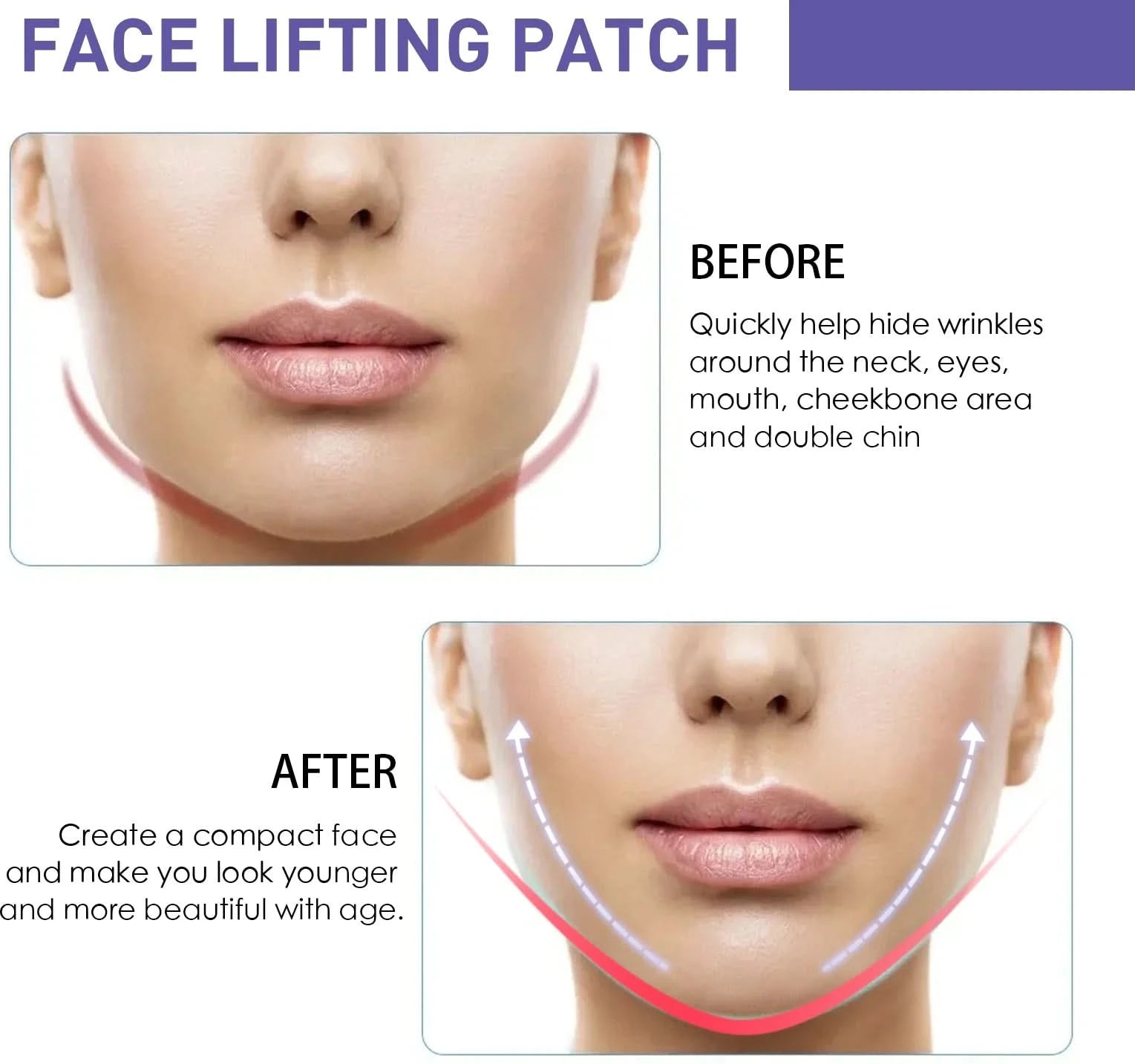 EELHOE V-shaped Lifting Face Patch for Facial Lifting Tightening Chin Reducing Fine Lines Shaping V-shaped Melon Seed Face Patch - M & M Global