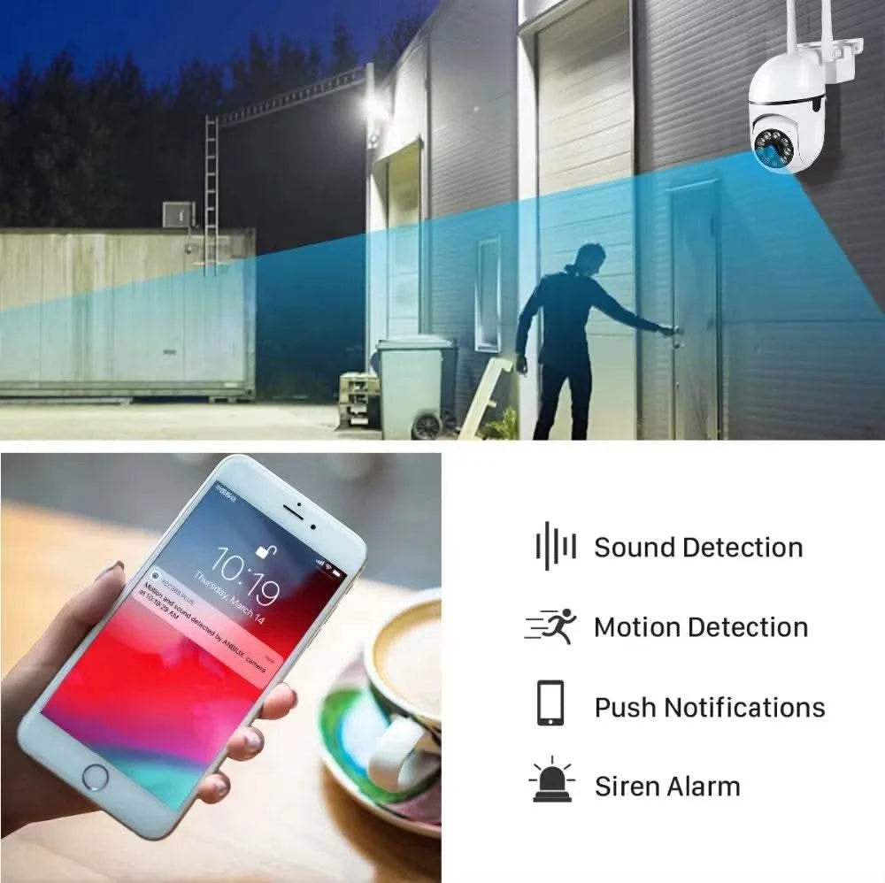8MP Wifi IP Wireless Security Surveillance PTZ Camera 4X Zoom Cameras Tracking Two-way Audio HD Night Color Cam - M & M Global