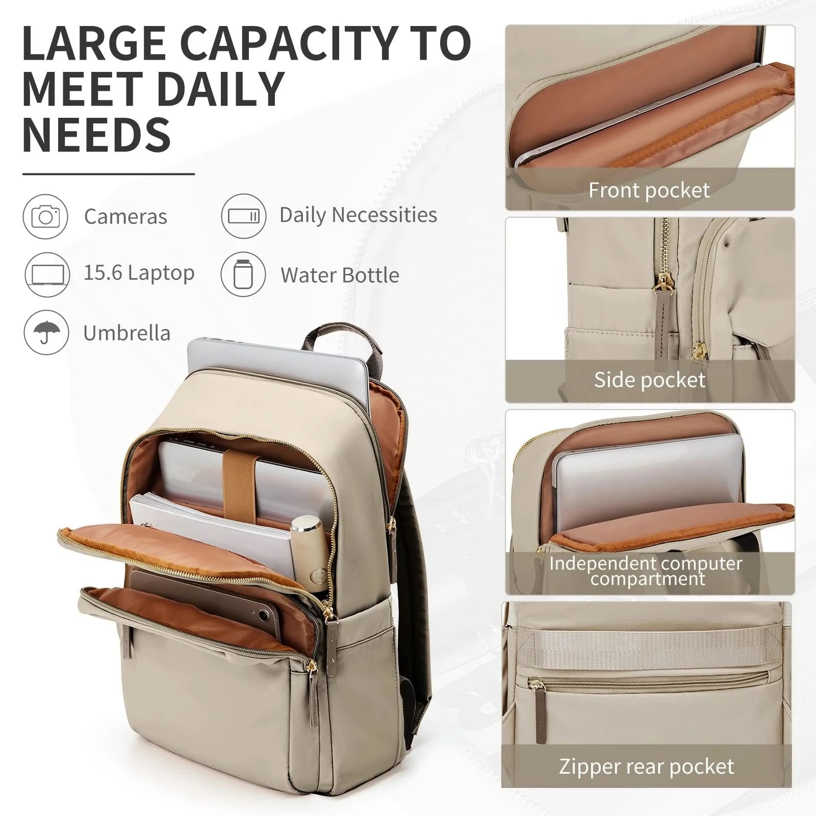New Simple Large Capacity Backpack Women Travel Business Teacher Backpack Laptop Shoulder Bag Girl School Student Backpack Purse - M & M Global