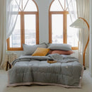 2025 new Japanese polyester cotton quilted summer quilt skin-friendly washable light luxury style solid color lightweight - M & M Global