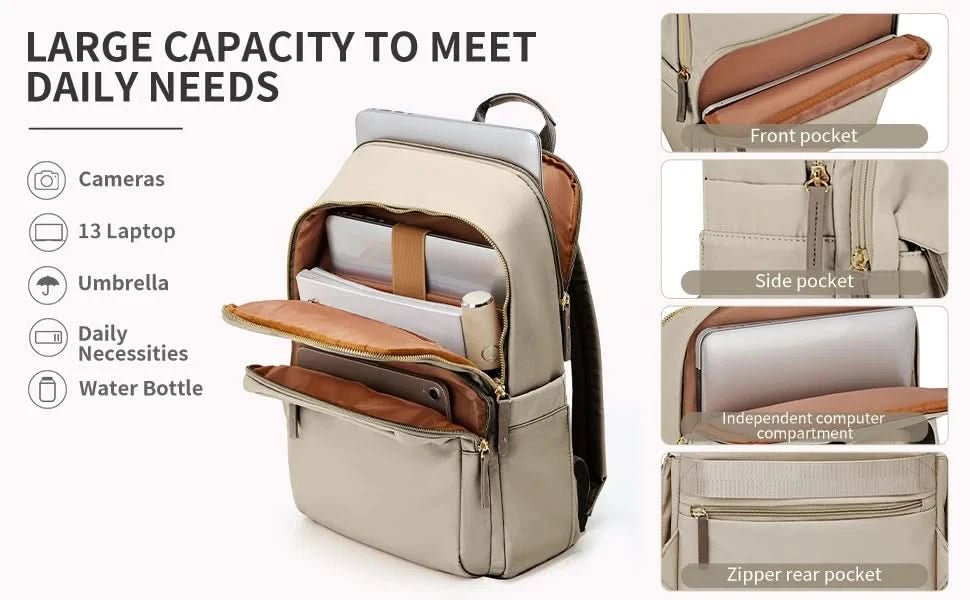 New Simple Large Capacity Backpack Women Travel Business Teacher Backpack Laptop Shoulder Bag Girl School Student Backpack Purse - M & M Global