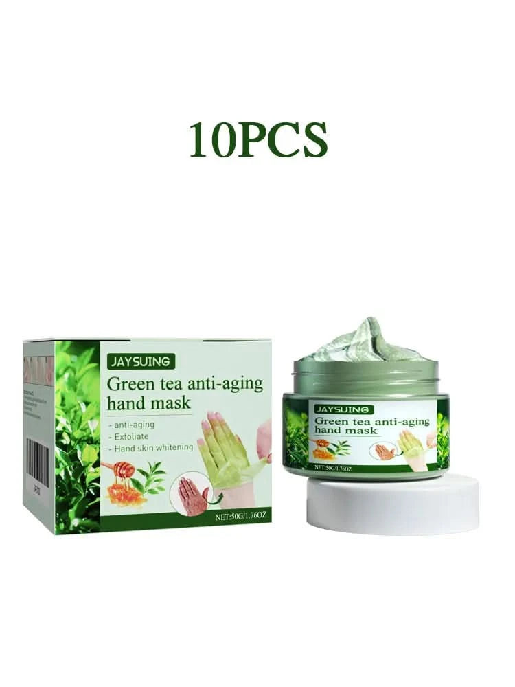 Jaysuing 50g Green Tea Exfoliating Hand Mask Moisturizing Whitening Anti Wrinkle Remove Dead Skin Calluses Nourishing Hand Mask - M & M Global