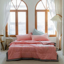 2025 new Japanese polyester cotton quilted summer quilt skin-friendly washable light luxury style solid color lightweight - M & M Global