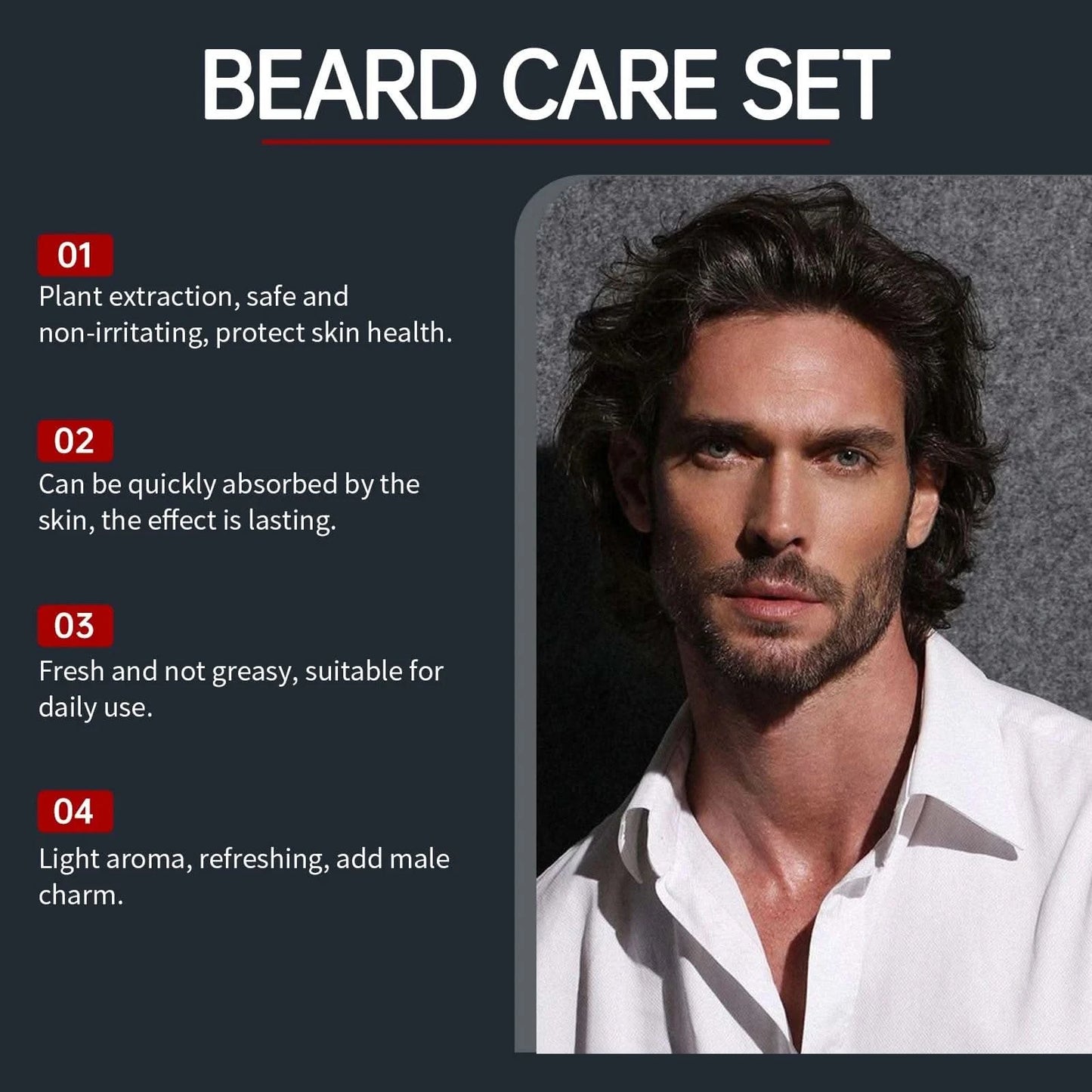 East Moon Men Beard Care Set for Cleaning Strengthen Nourishing Beard Promote Beard Growth Moisturizing Men Whisker Care Set - M & M Global