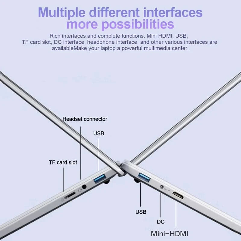 14.1" Ultra-Slim Laptop 16GB RAM 2TB SSD Intel CPU Windows 11 Pro FHD Anti-Glare Multilingual Office/Study PC