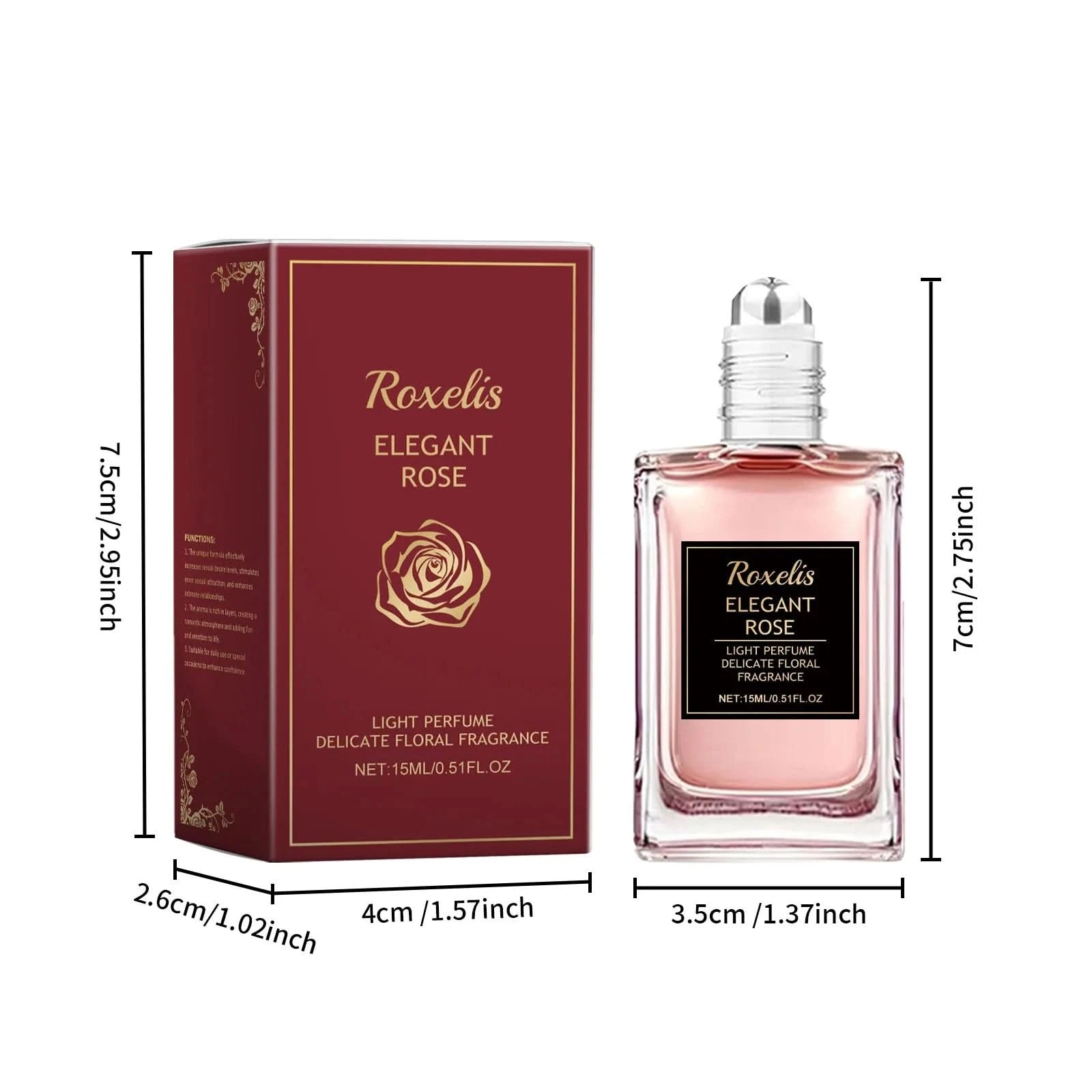 Roxelis 15ml Rose Perfume Roller Ball Pheromone Charming Floral Scent Lasting Fragrance Elegant Lady Romantic Dating Perfume - M & M Global