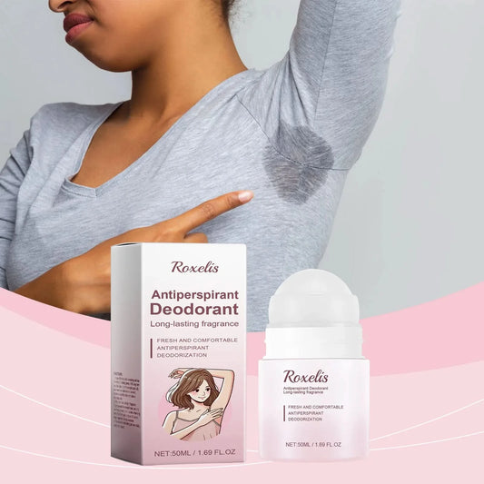Roxelis 50ml Anti Sweat Deodorant Roller Ball Balm Refreshing Fragrance Underarm Armpit Body Remove Odor Antiperspirant Balm - M & M Global