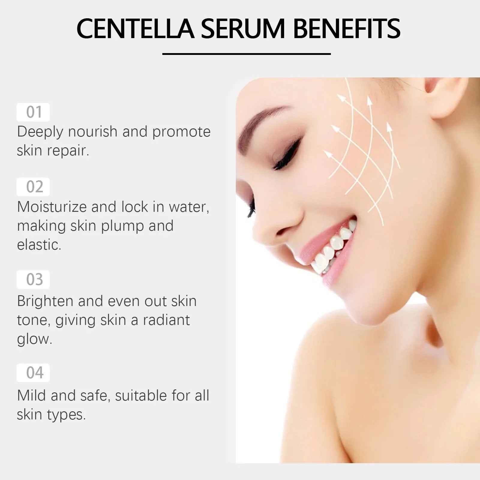 Face Essence of Centella Asiatica Moisturizing Facial Serum Brighten Smooth Skin Care Rejuvenation Pore Refining Resurfacing - M & M Global