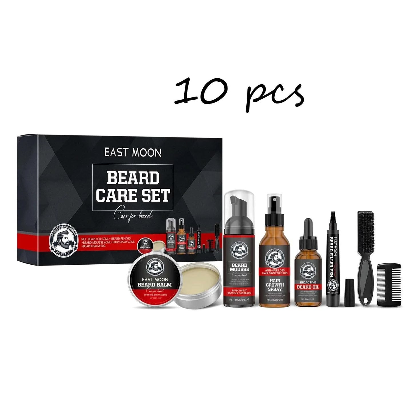 East Moon Men Beard Care Set for Cleaning Strengthen Nourishing Beard Promote Beard Growth Moisturizing Men Whisker Care Set - M & M Global