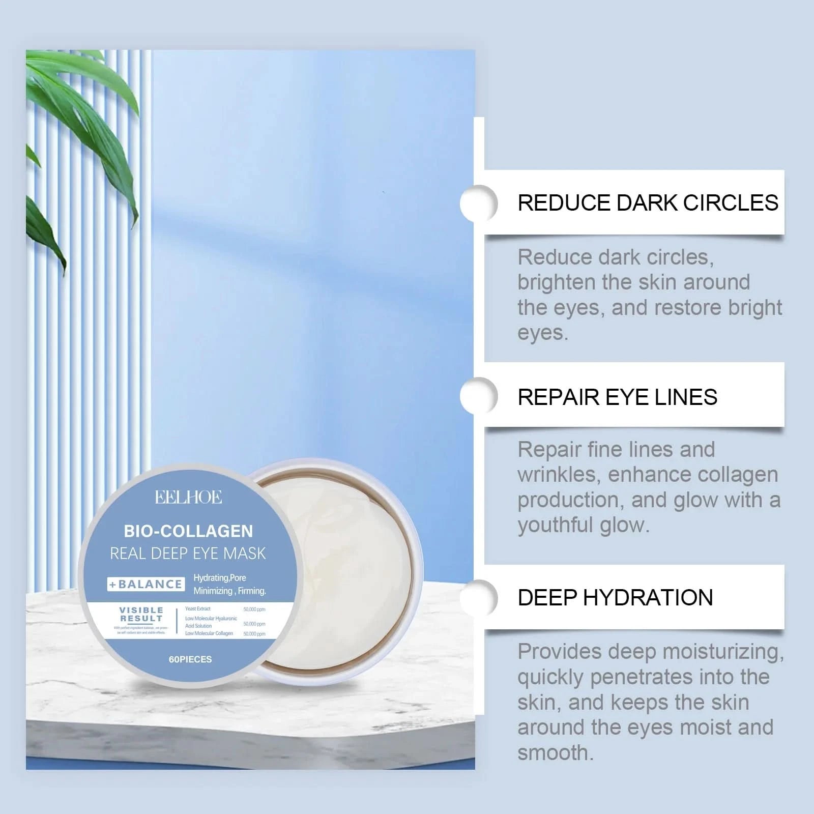Eelhoe Collagen Eye Mask For Moisturizing And Hydrating The Skin Around The Eyes Moisturizing Patch For Skin Care And Eye Mask - M & M Global