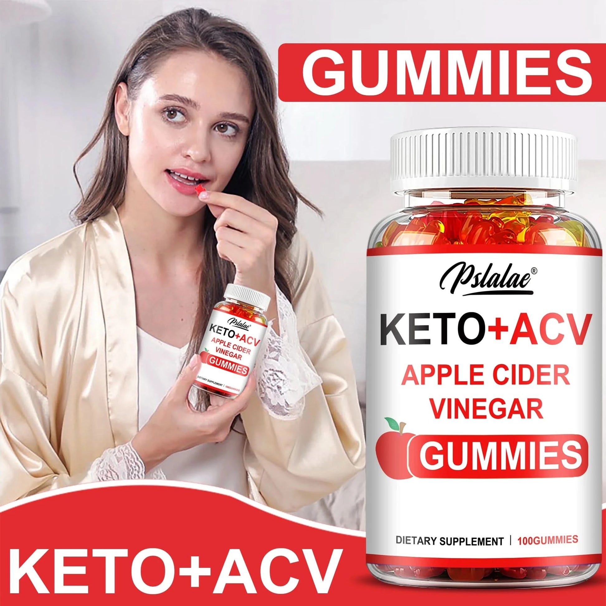 Keto + Acv Gummies - Healthy Weight Management, Accelerated Fat Burning, Whitening Skin - 100 Gummies - M & M Global