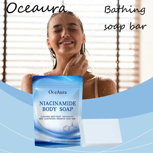 Oceaura Niacinamide Body Soap Bar Gentle Cleaning Dirts Improve Dullness Balance Skin Tone Smoothing Glowing Body Cleaning Soap - M & M Global