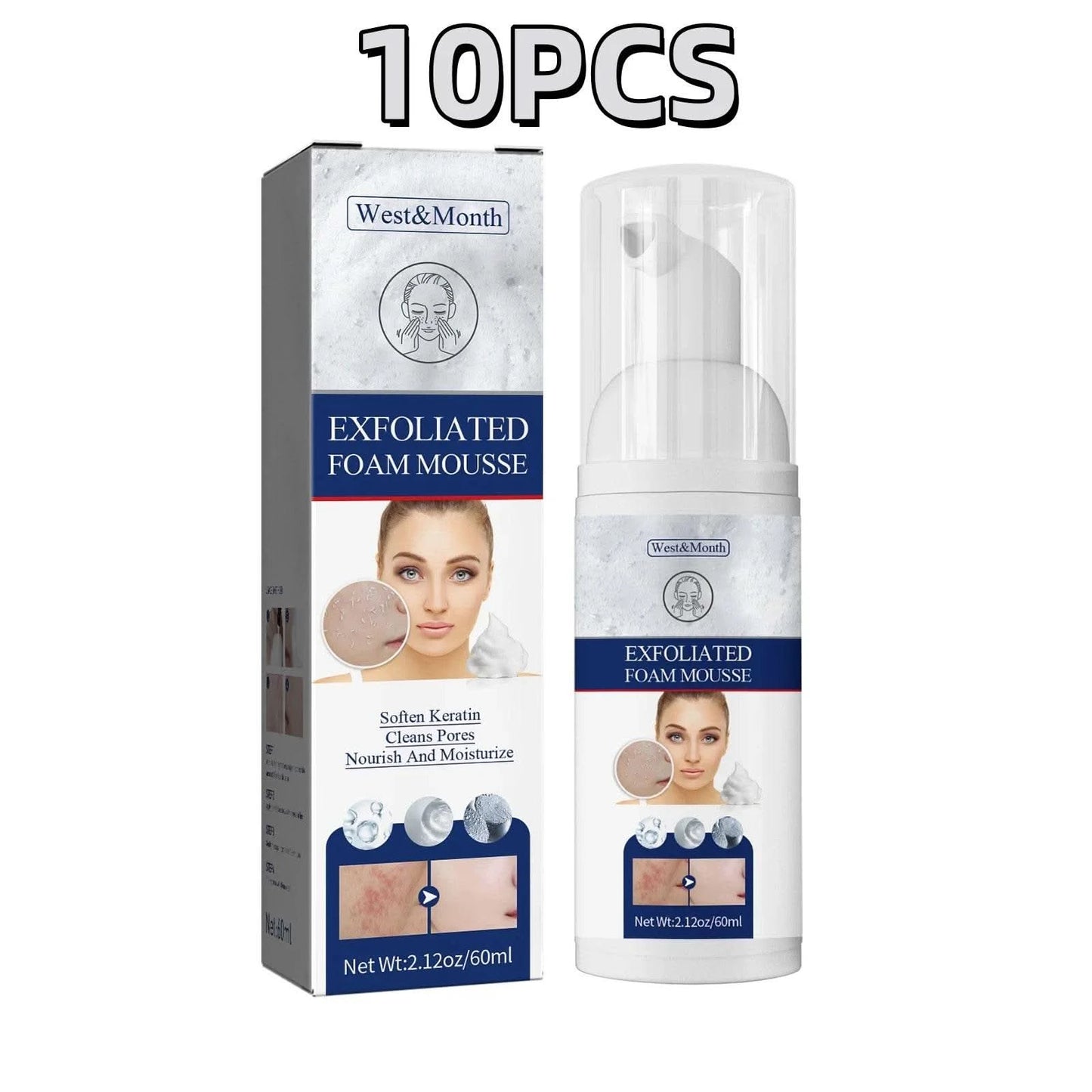 60ml Exfoliating Mousse Purifying Pores Temperate Clean Oil Control Exfoliator Blackhead Dead Skin Convenient Cleansing Foam - M & M Global