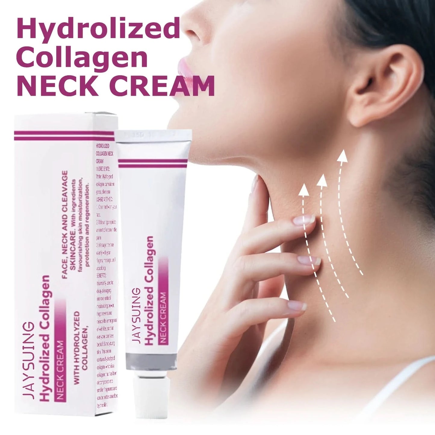 Jaysuing Hydrolyzed Collagen Neck Cream Smooths and Lightens Wrinkles Swan Neck Moisturizer Fine Lines Anti Aging and Whitening - M & M Global
