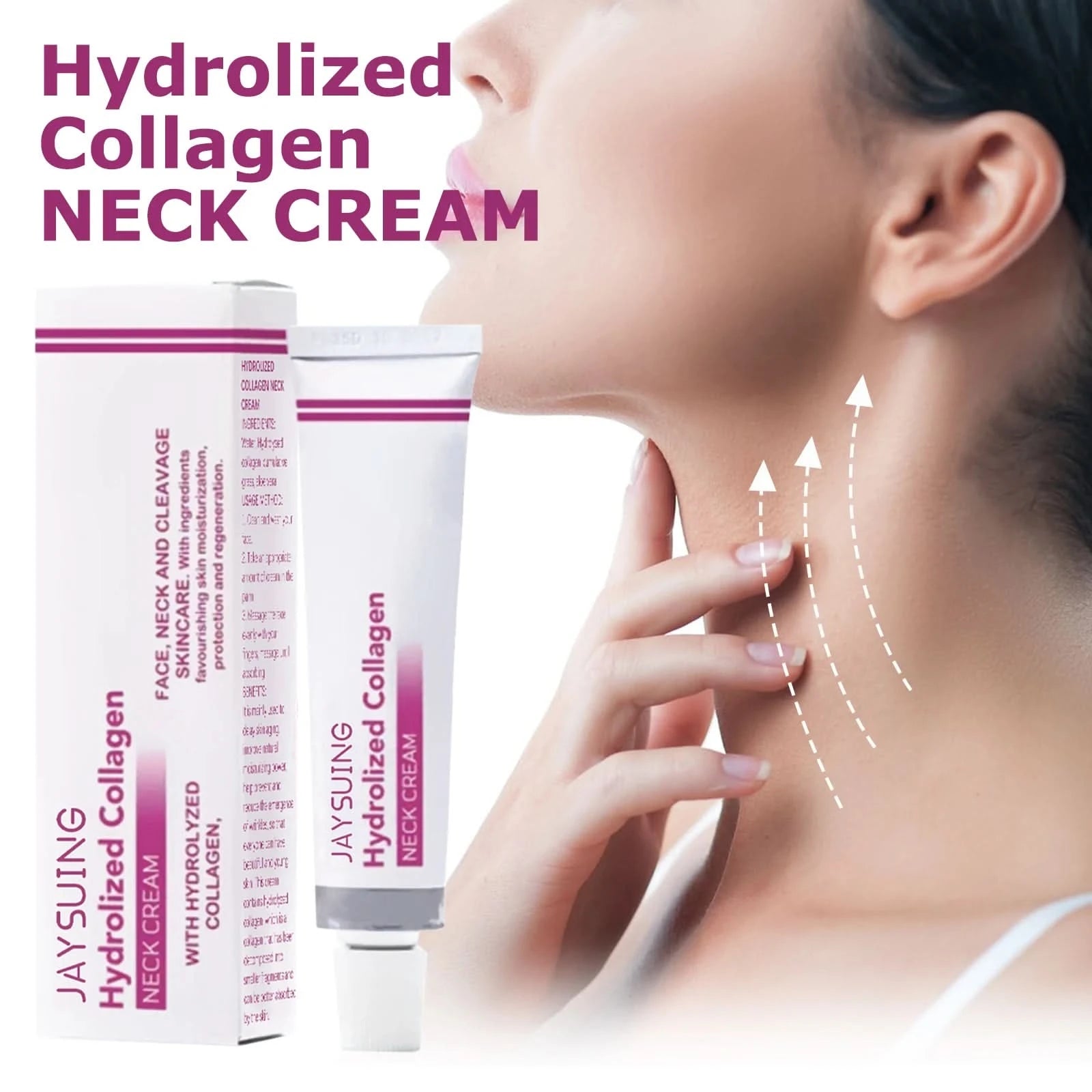 Jaysuing Hydrolyzed Collagen Neck Cream Smooths and Lightens Wrinkles Swan Neck Moisturizer Fine Lines Anti Aging and Whitening - M & M Global