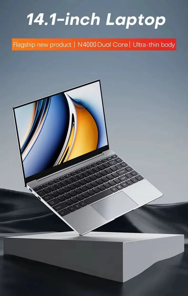 2025 Laptop Computer Windows 11 Notebook 14.1 Inch Intel Celeron N4000 12GB 512GB 1920*1080 Resolution Office Study PC computer
