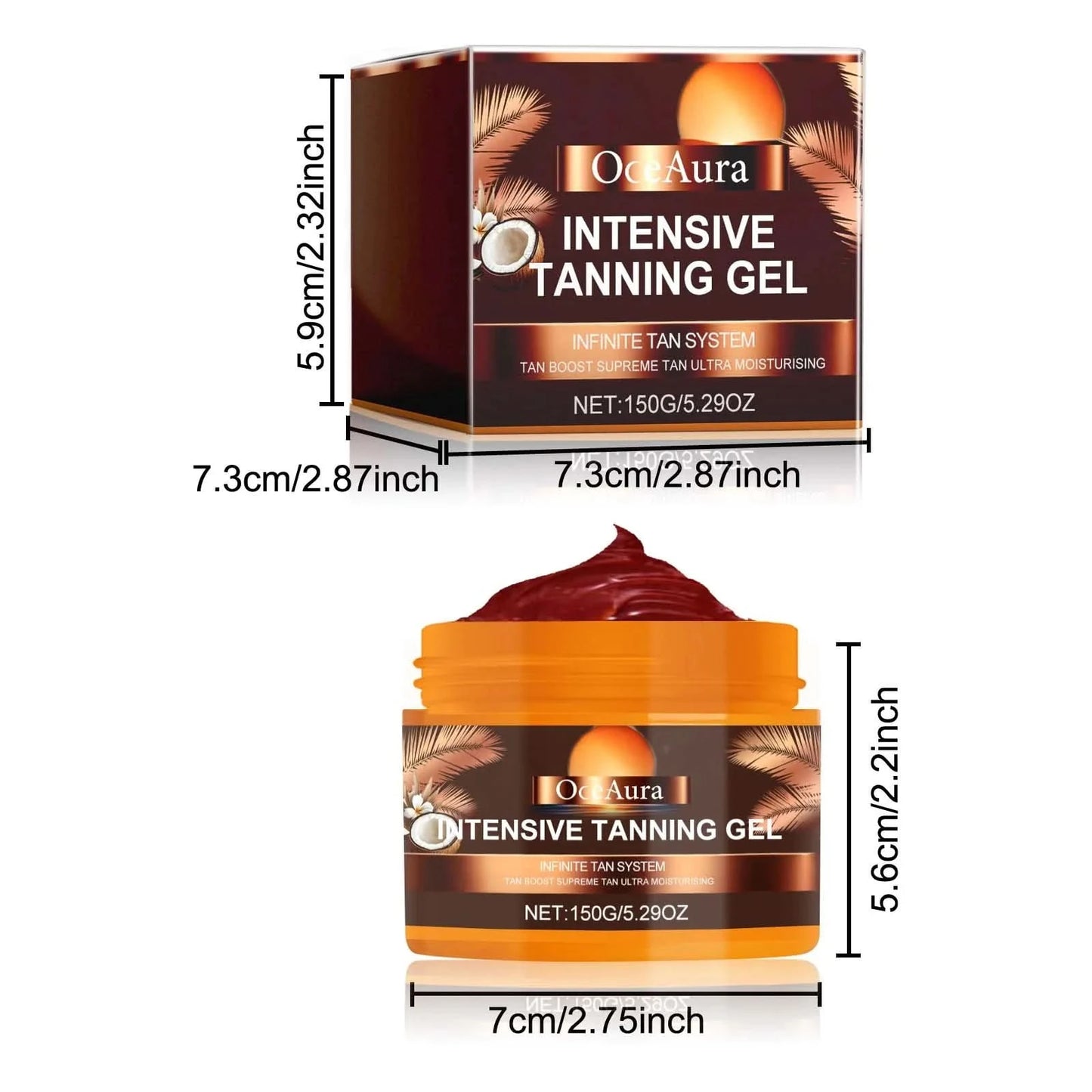 Oceaura 150g Intensive Body Tanning Gel Summer Beach Hydrating Sun Bronzer Sumless Tanning Non-irritating Skin Tanning Lotion - M & M Global