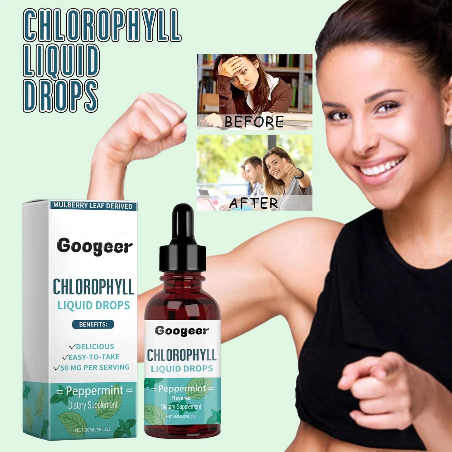 Googeer 60ml Dietary Energy Enhancement Drops Remove Oral Odor Improve Health Shaping Body Curve Enhance Immune Lose Weight Drop - M & M Global