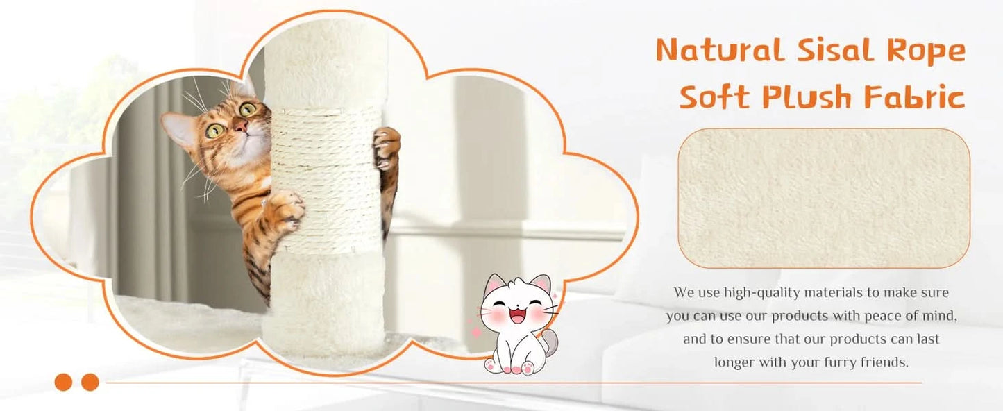 JHK 54in Tall Multi-Level Cat Tree Tower for Indoor Pet Furniture Stable Kitty Play House with Sisal Scratching Post for Home