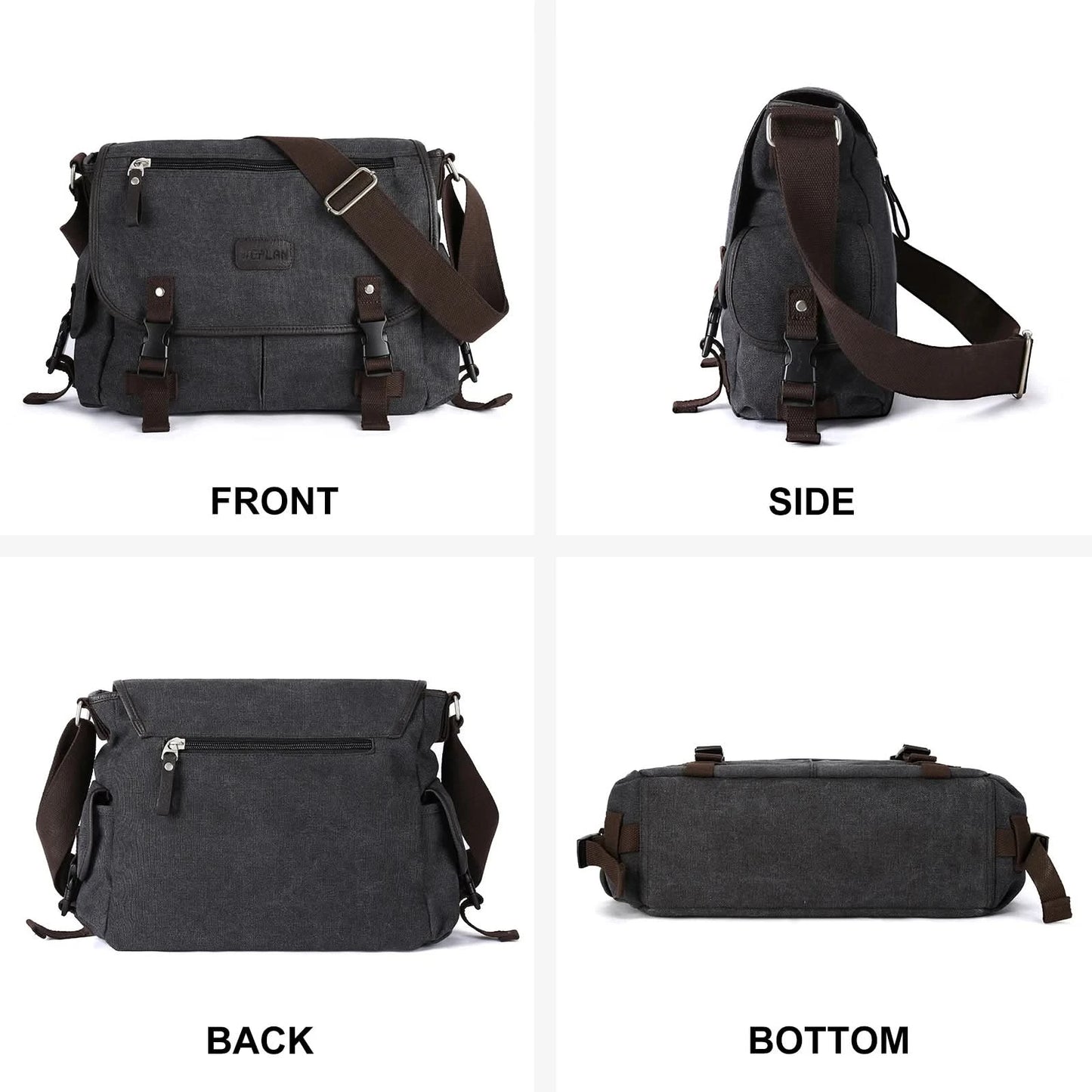 Messenger Bag for Men Retro Canvas Satchel Casual Briefcases Laptop Bag Fit 13Inch,Water Resistant Crossbody College Satchel Bag - M & M Global