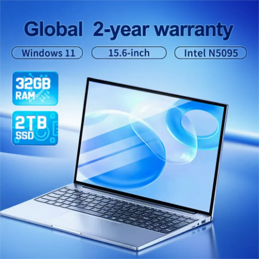Notebook 15.6 inch  32GB Ram DDR4 2TB SSD Windows 11 10  Laptop Gamer Intel N5095  Office Computer Backlit Fingerprint