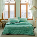 2025 new Japanese polyester cotton quilted summer quilt skin-friendly washable light luxury style solid color lightweight - M & M Global