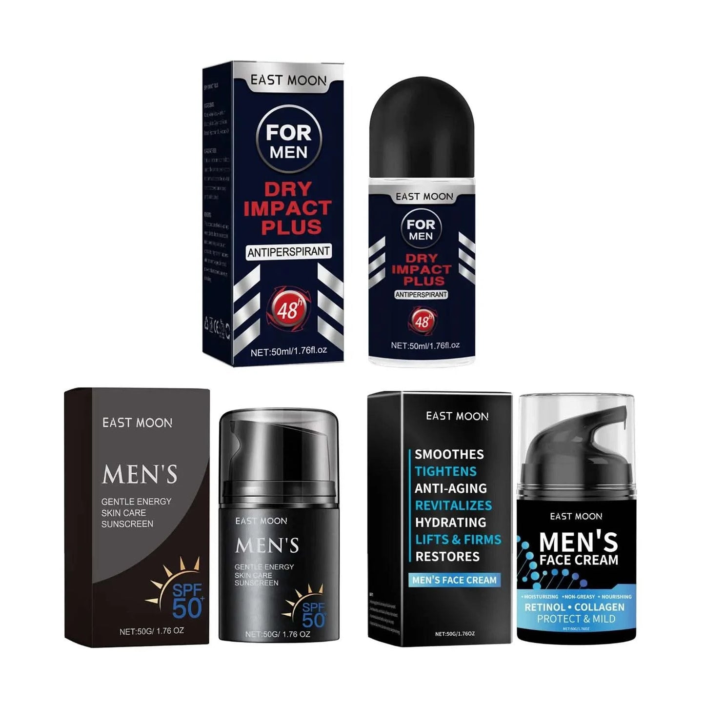 East Moon Men's Skincare Series Isolation Uv Protection Retinol Face Moisture Fresh Roller Oil Control Repair Redness Sunscreen - M & M Global