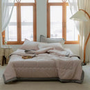 2025 new Japanese polyester cotton quilted summer quilt skin-friendly washable light luxury style solid color lightweight - M & M Global