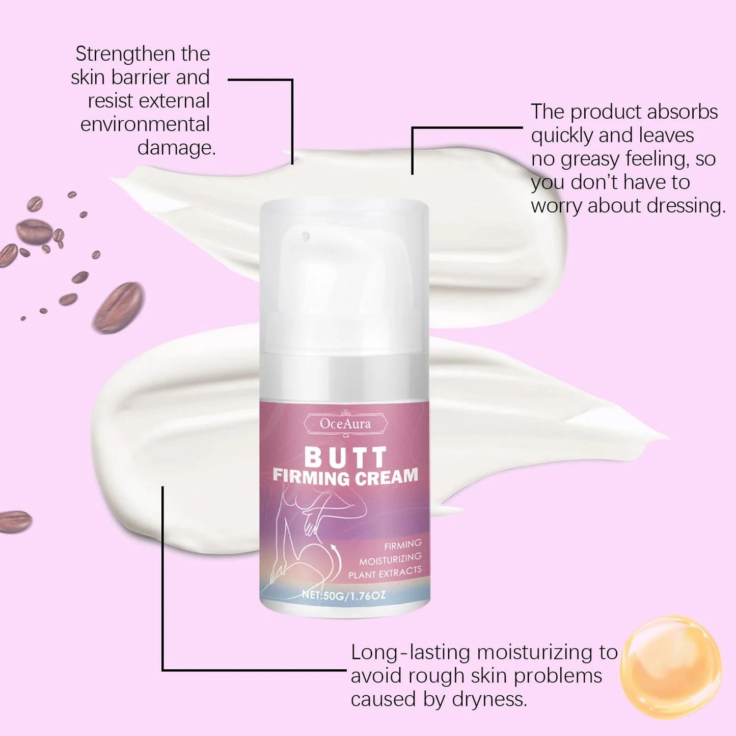 Oceaura Butt Care Cream Beauty Body Shaping Firming Skin Reduce Sagging Lifting Non-greasy Smoothing Butt Enhancement Cream - M & M Global