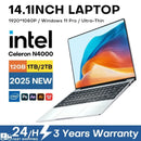 Ultra Slim Windows 11 Laptop Computer 14.1" 12GB DDR4 1TB 2TB SSD Intel N4000 Notebook Gamer 1920*1080 Office Study Computer PC