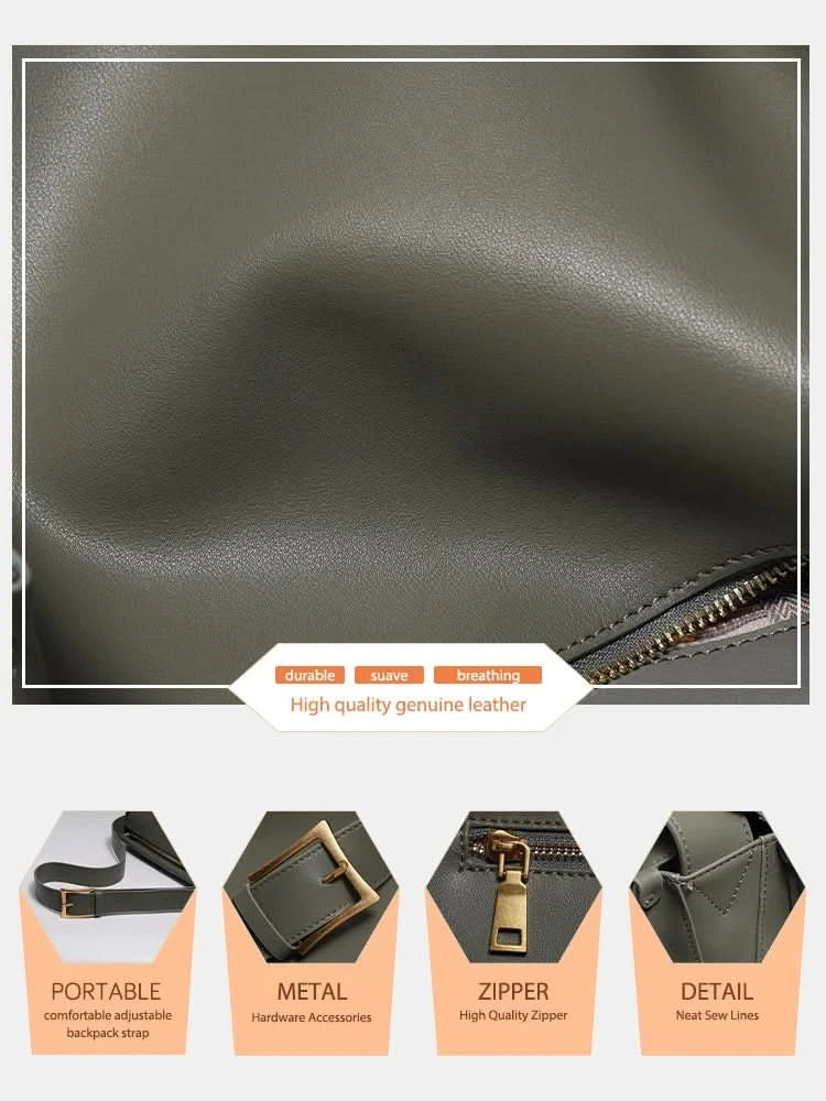 Zency Women's Messenger Bag Soft Genuine Leather Crossbody Bag Satchel Large Capacity Pockets Designer Dark Green Handbag - M & M Global