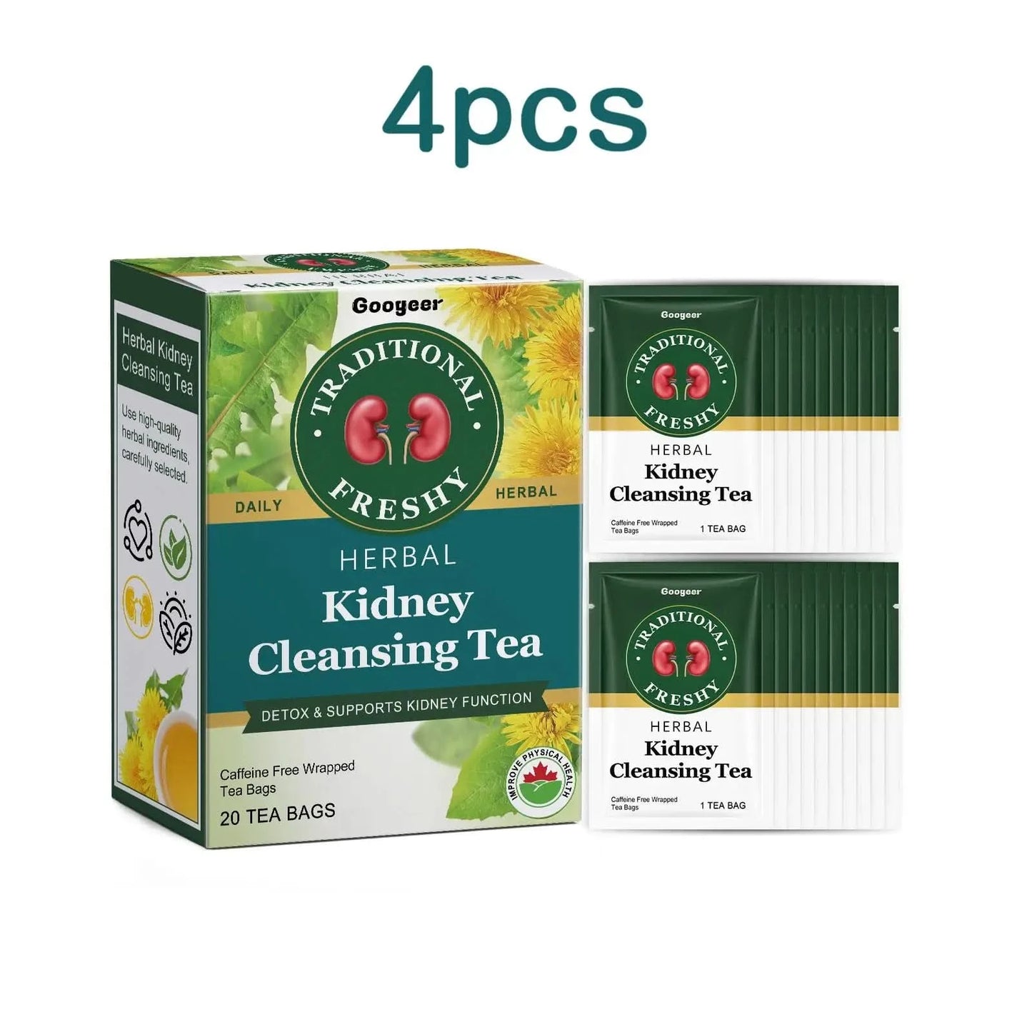 Googeer 20pcs Kidney Detox Tea Herbal Detoxify Cleaning Enhance Immune System Body Health Dietary Supplement Kidney Detoxify Tea - M & M Global