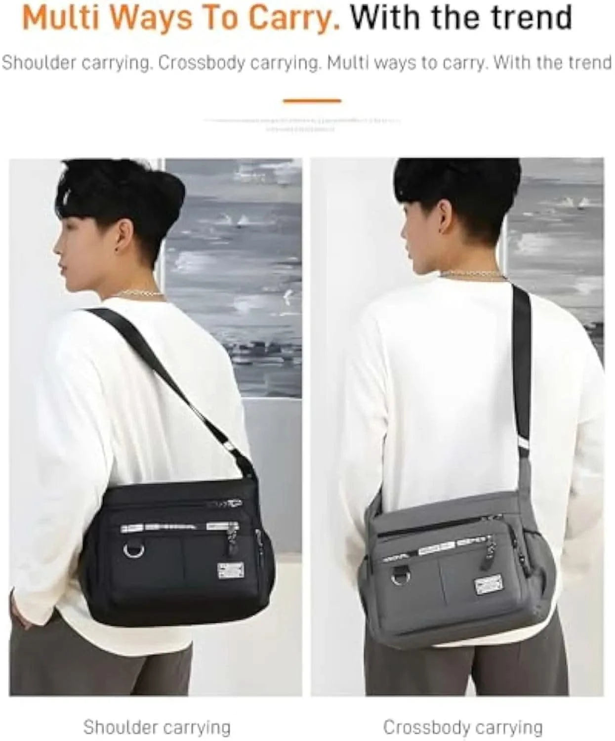 Design Oxford Shoulder Bag Large Capacity Men's Casual Multi-layer Pocket Fashion Single Shoulder Crossbody Luxury Messenger Bag - M & M Global