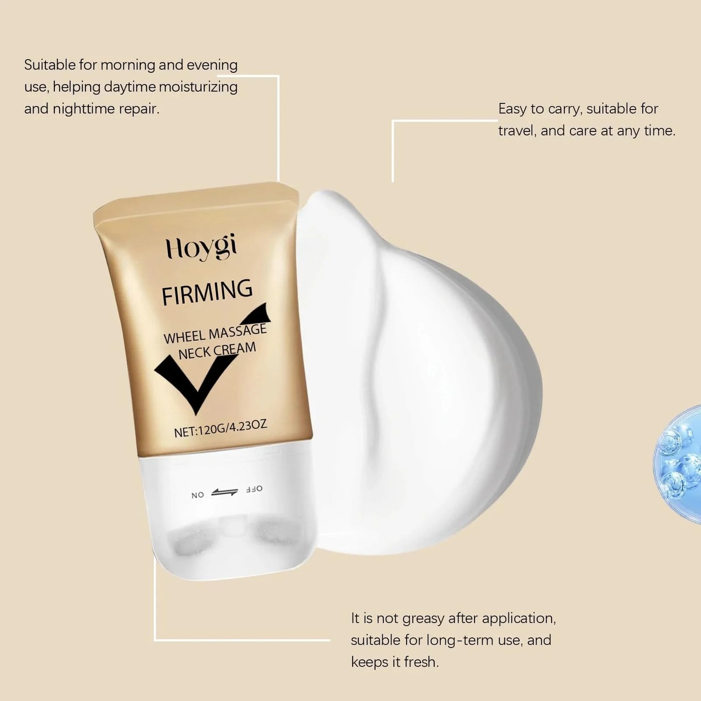Hoygi 120g Neck Firming Roller Cream Eliminate Neck Fine Lines Moisturizing Shaping Beauty Neck  Remove Double Chin Roller Cream - M & M Global