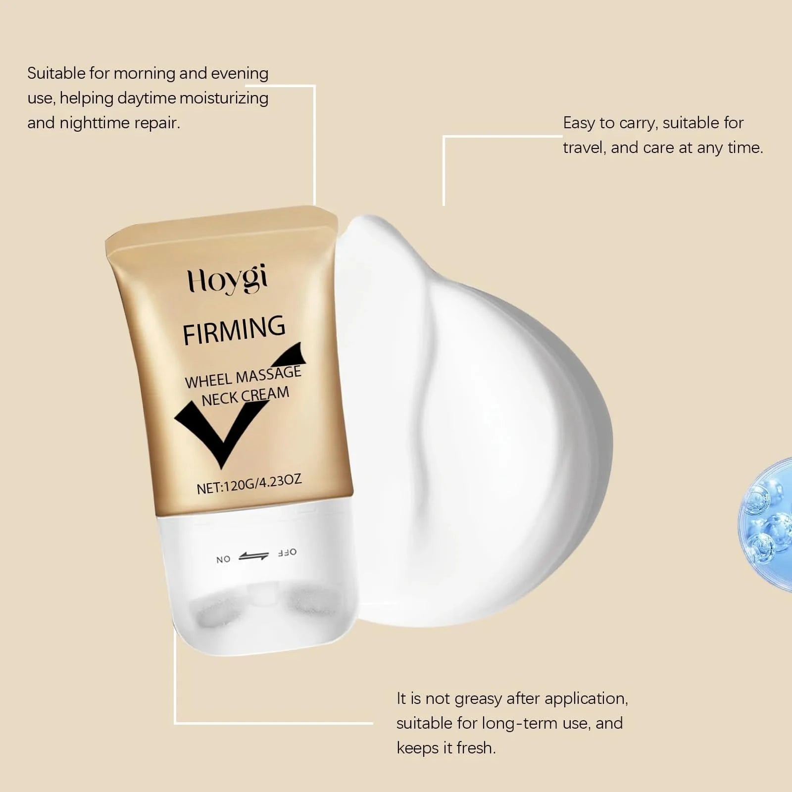 Hoygi 120g Neck Firming Roller Cream Eliminate Neck Fine Lines Moisturizing Shaping Beauty Neck  Remove Double Chin Roller Cream - M & M Global