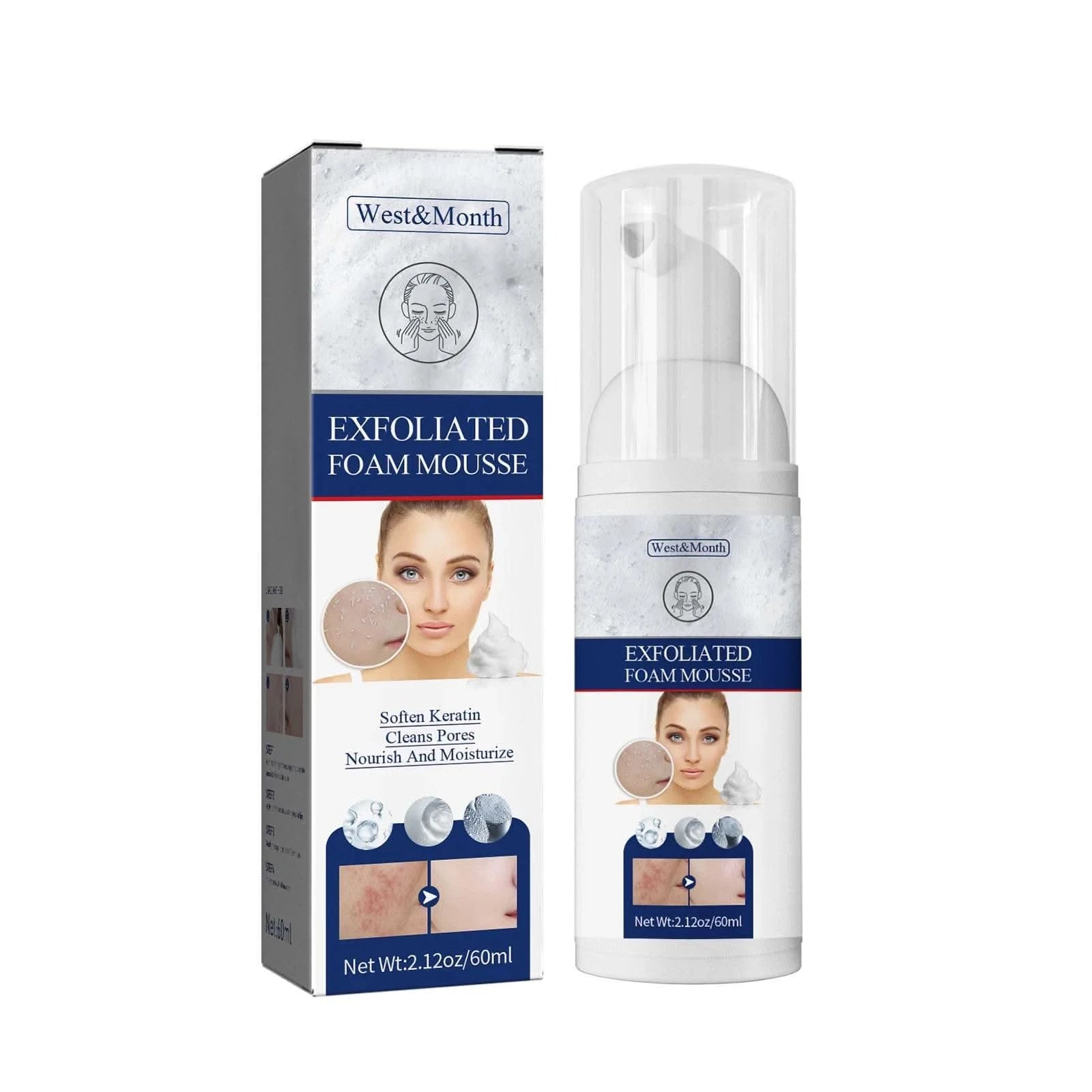 60ml Exfoliating Mousse Purifying Pores Temperate Clean Oil Control Exfoliator Blackhead Dead Skin Convenient Cleansing Foam - M & M Global