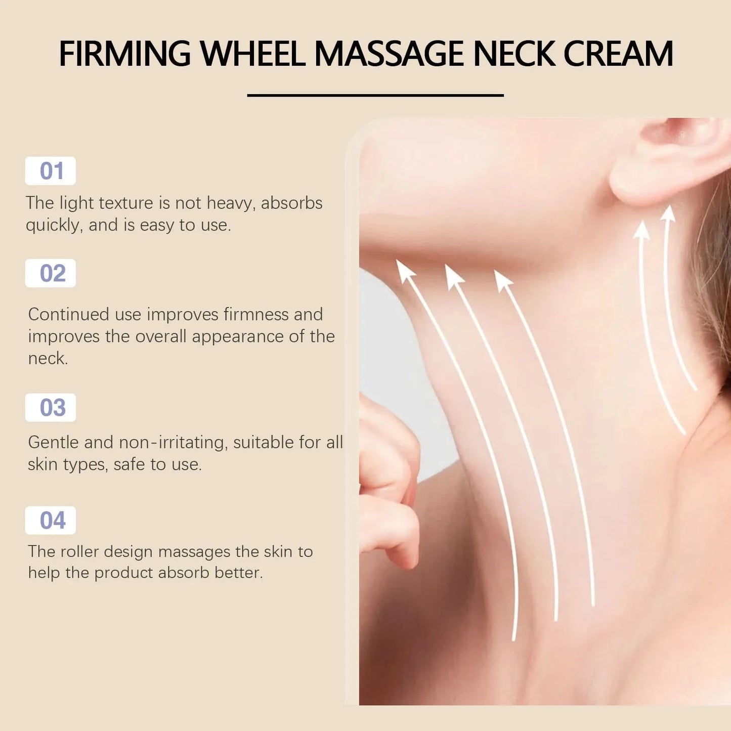 Hoygi 120g Neck Firming Roller Cream Eliminate Neck Fine Lines Moisturizing Shaping Beauty Neck  Remove Double Chin Roller Cream - M & M Global