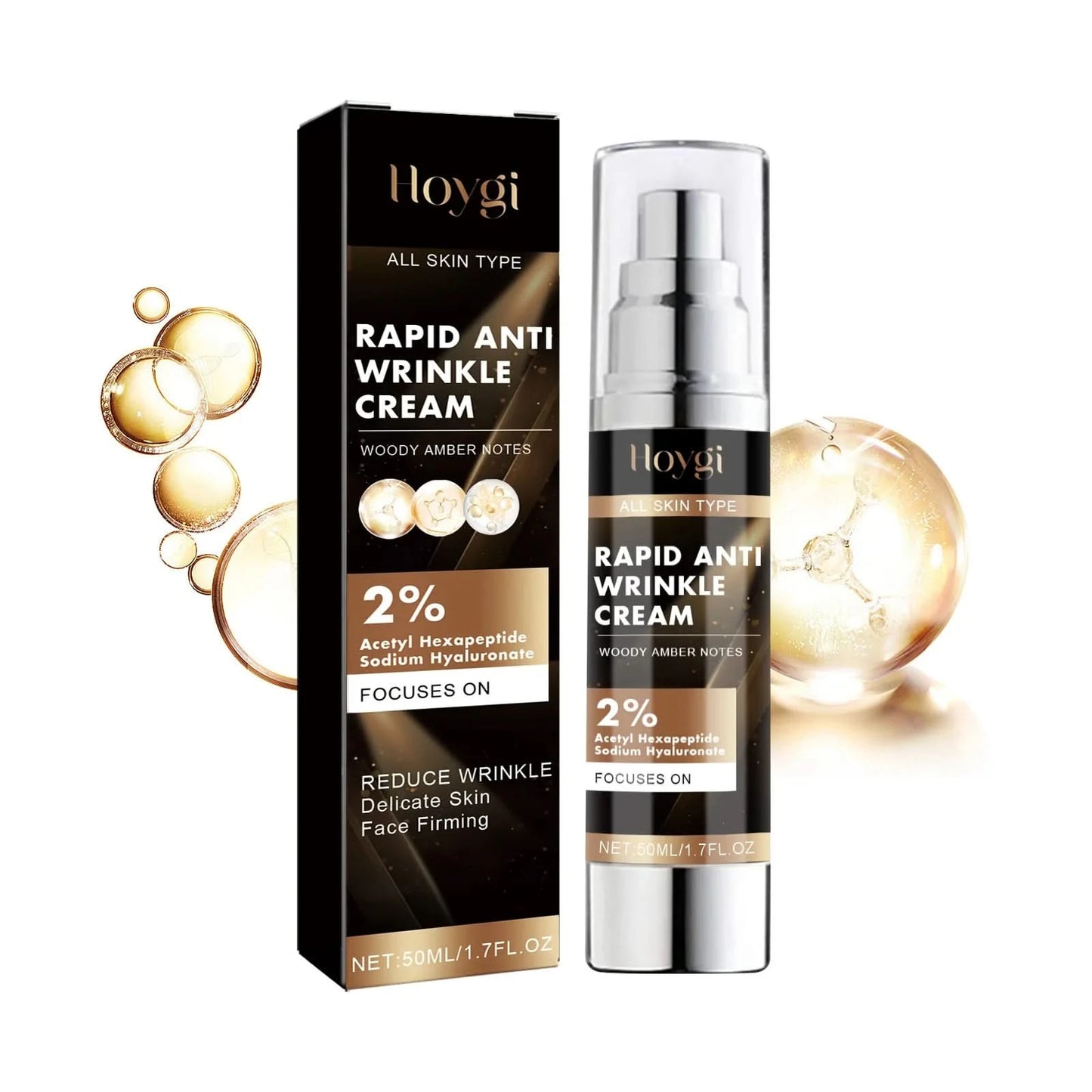 Hoygi 50ml Rapid Anti Wrinkle Cream Instant Remove Wrinkles Fine Line Moisturize Firming Face Hydrating Brightening Facial Cream - M & M Global