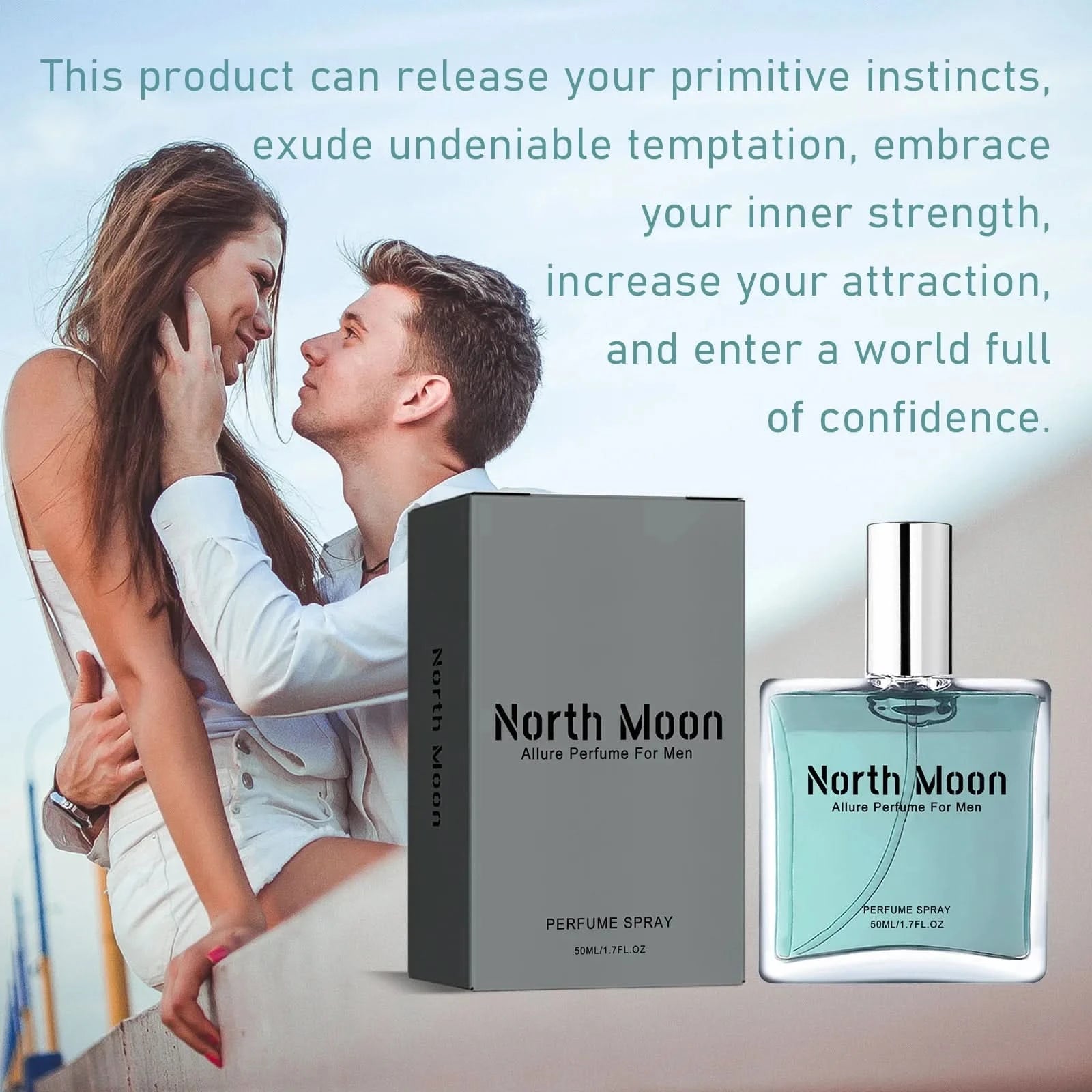 North Moon 50ml Men Glamour Perfume Long Lasting Fragrance Pheromone Dating Attract Flirting Encourage Sexy Charming Perfume - M & M Global