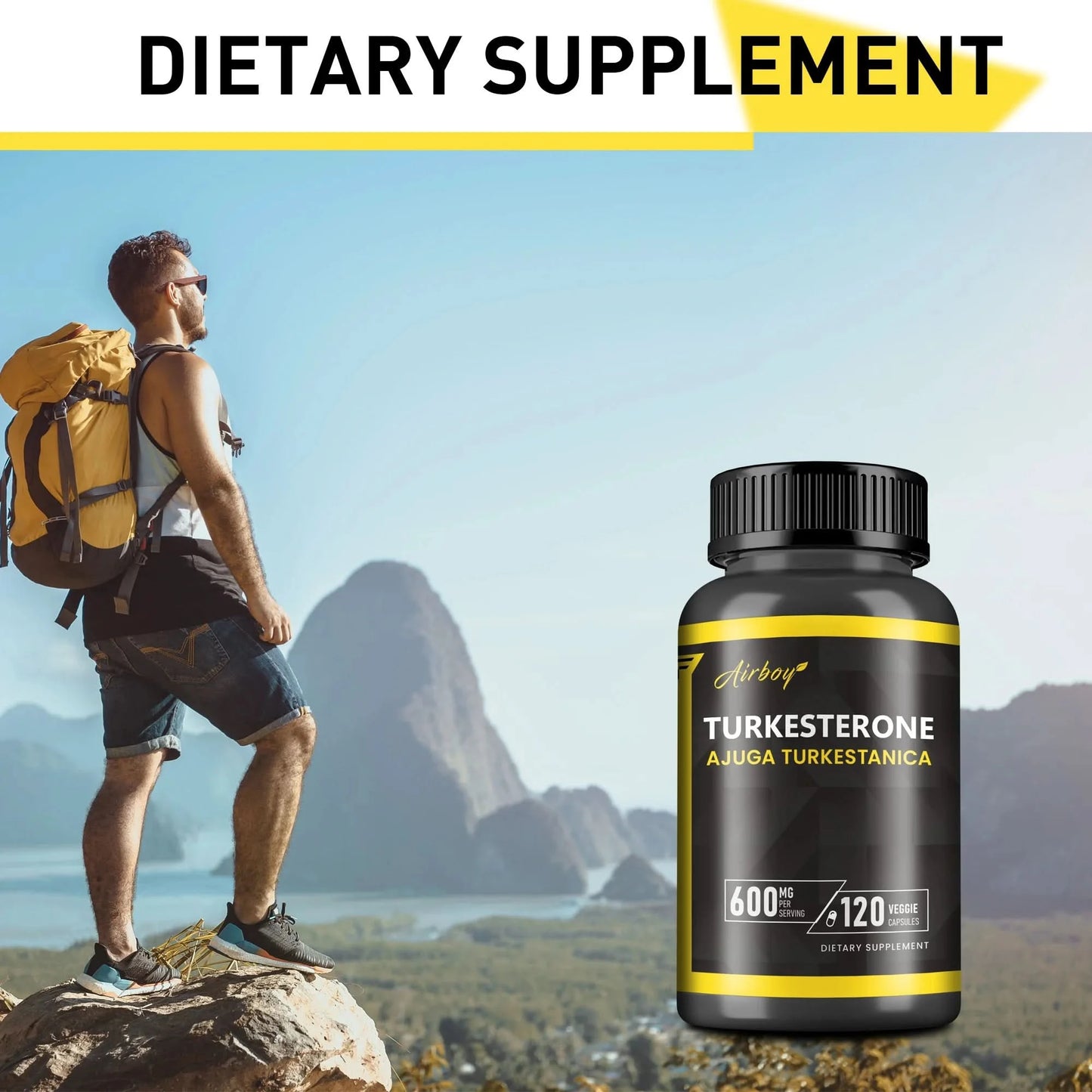 Turkesterone Supplement - Improves Male Performance, Endurance, Motivation, Focus & Muscle Mass - 120 Capsules - M & M Global