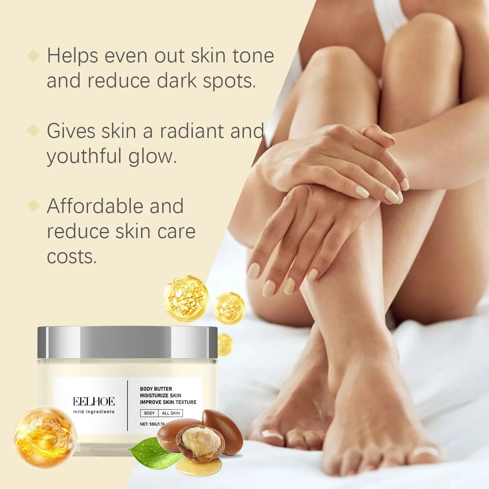 EELHOE Hyaluronic Acid Body Skin Tightening Cream Body Moisturizer Skin Firming Rejuvenation Collagen Brightener Cream for Body - M & M Global