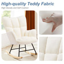 JHK Teddy Fabric Upholstered Glider With High Backrest,Padded Seat, Accent Recliner,Cushion Rocker Armchair,Bedroom Furniture