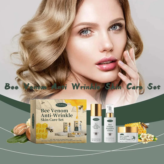 Woodsleep 1set Bee Venom Anti Wrinkle Facial Care Set Moisturizing Nourish Reduce Fine Lines Oil Control Repair Skin Care Set - M & M Global