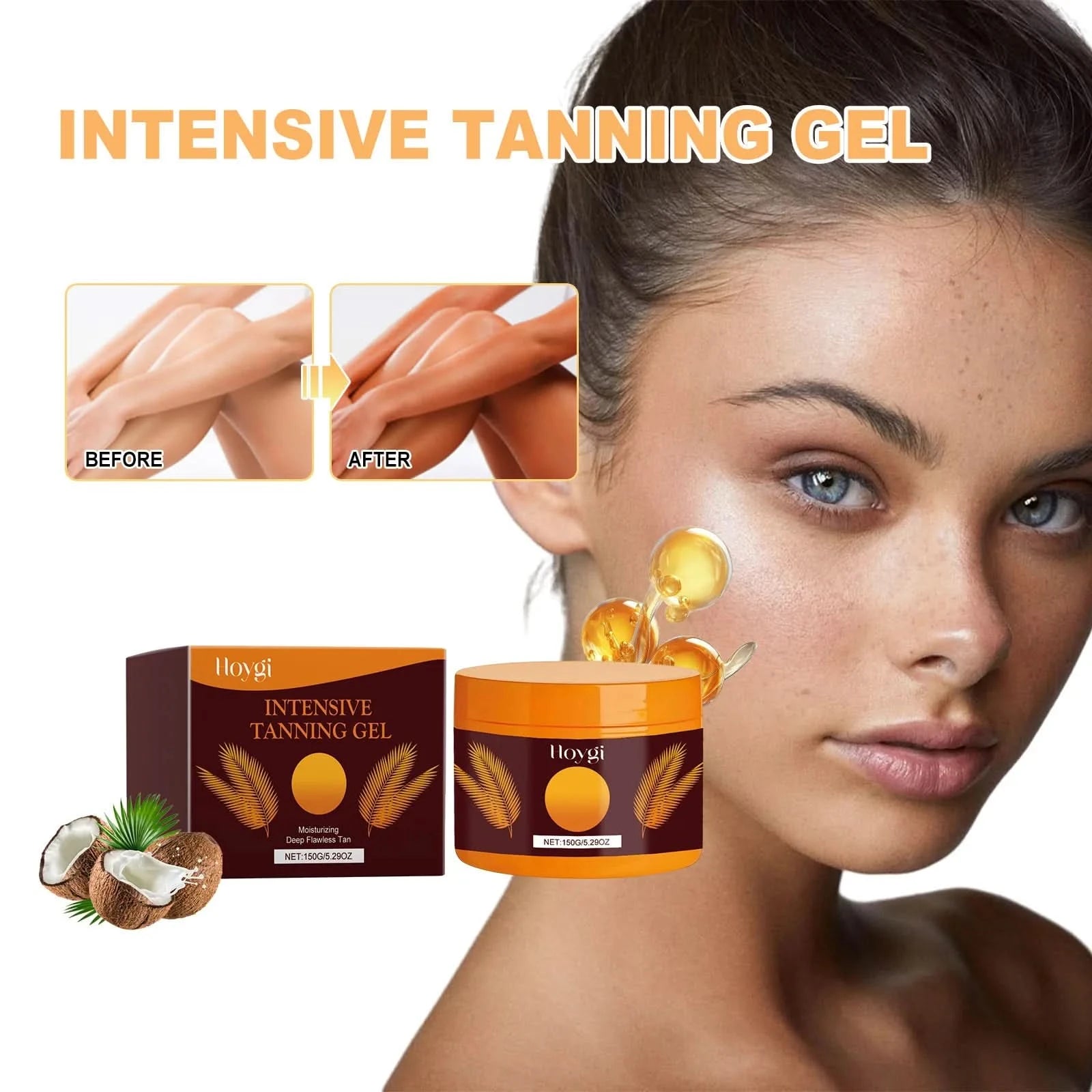 Hoygi 150g Sunless Tanning Gel Self Tanner Face Body Natural Tanning Accelerator Bronzer Moisturizing Sunbed Self Fake Tan Gel - M & M Global