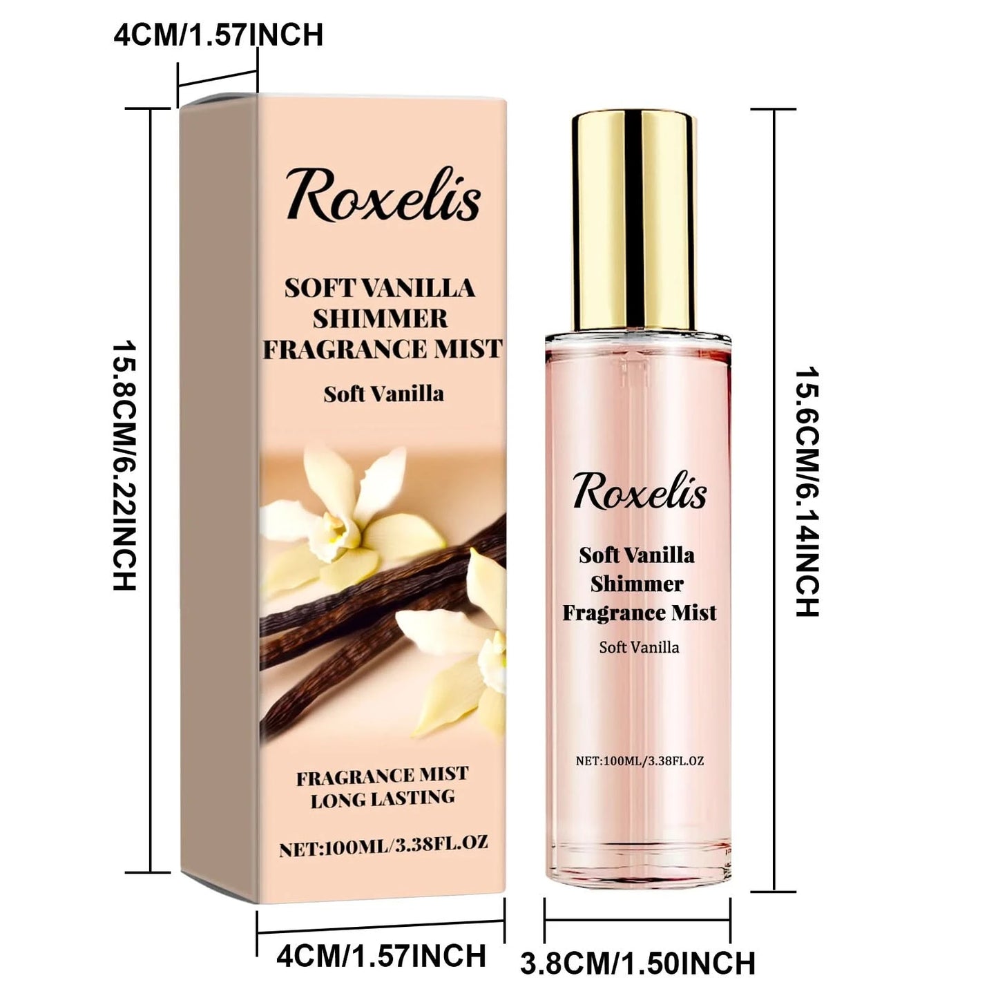 Roxelis 100ml Soft Vanilla Glitter Perfume Spray Floral Seduction Fragrance Mist Freshing Lasting Glamour Daily Dating Perfume - M & M Global