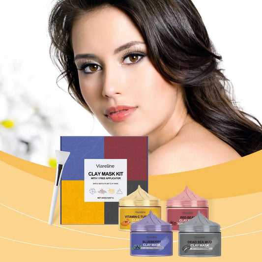 Viareline 1set Exfoliating Facial Clay Mask Set Shrink Pores Hydrating Reduce Dullness Moisturizer Oil Control Smooth Mask Set - M & M Global