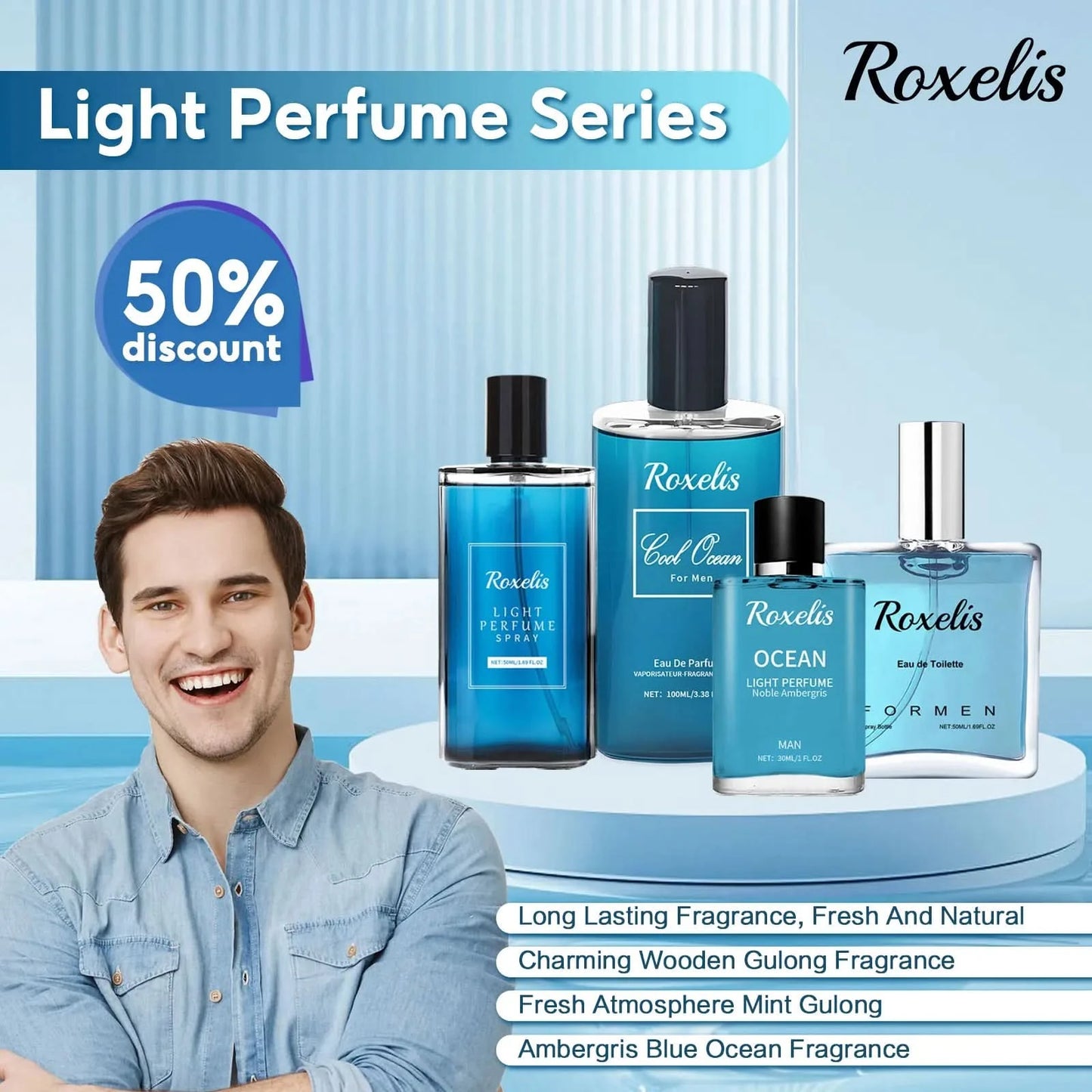 Roxelis Pheromone Light Perfume Spray For Men Lasting Fragrance Scent Of Fresh Natural Elegant Release Charming Dating Perfume - M & M Global